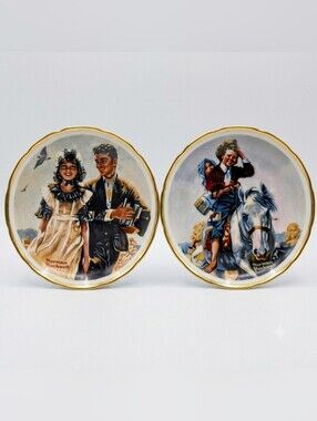 Set of 2 Vintage Norman Rockwell Miniature Collector Plates by Dameron Japan
